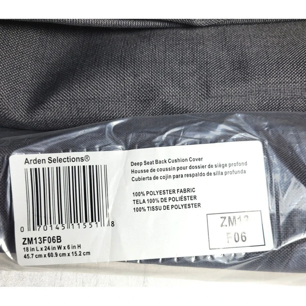 Arden Selections Deep Seat Back & Bottom Replacement Cushion Cover Set - Black